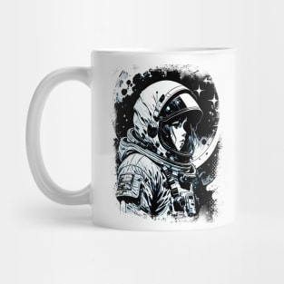 Woman Astronaut in space Abstract Science fiction illustration Mug